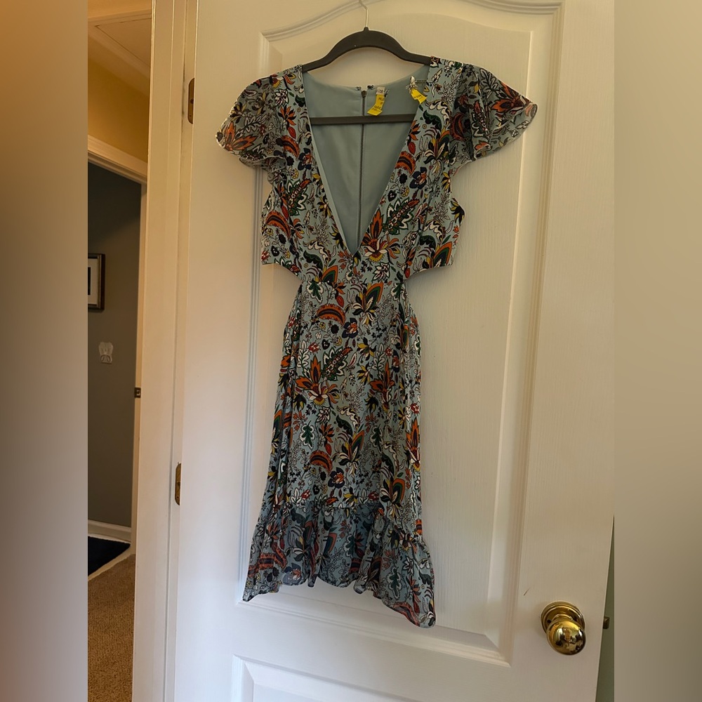 Alice + Olivia Blue Floral Mini Wrap Dress